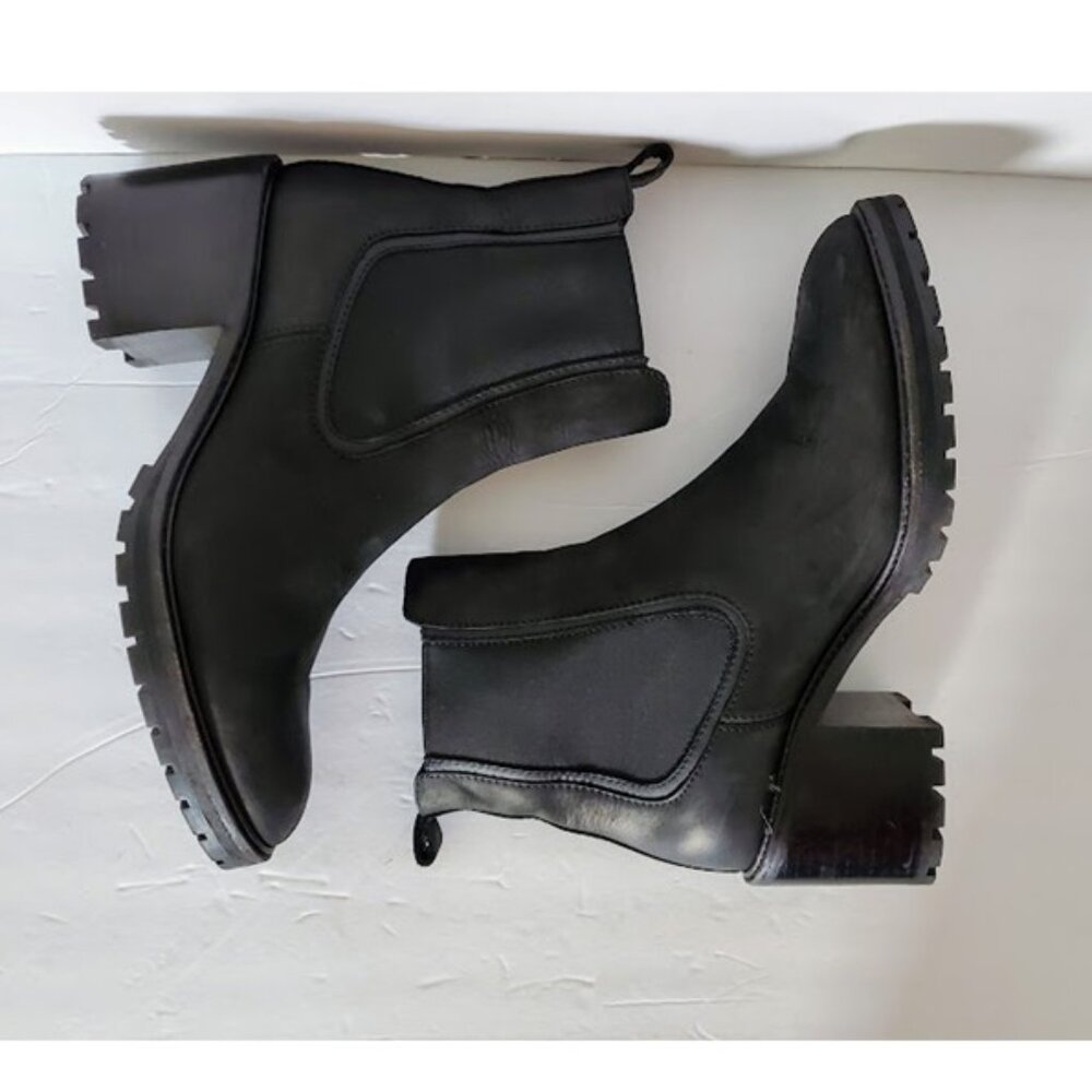 Thursday Knockout Black Matte Leather Boots Chelsea Rubber Lug Sole Moto Size 9 - Picture 5 of 12